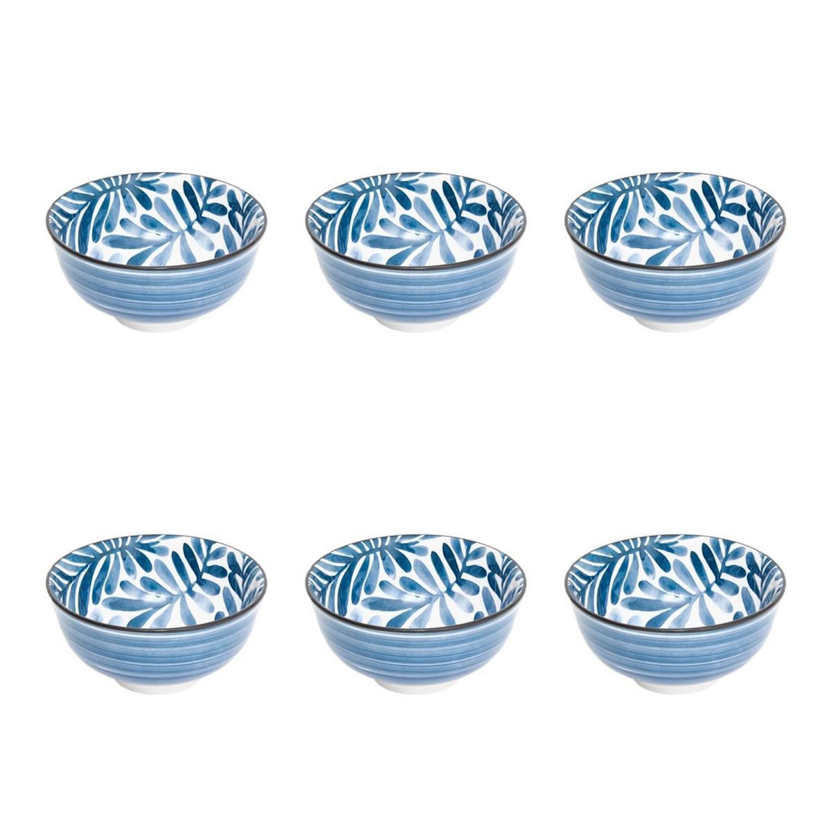 SECRET DE GOURMET Lot de 6 Coupelles en Porcelaine  Umami Feuille  11cm Bleu