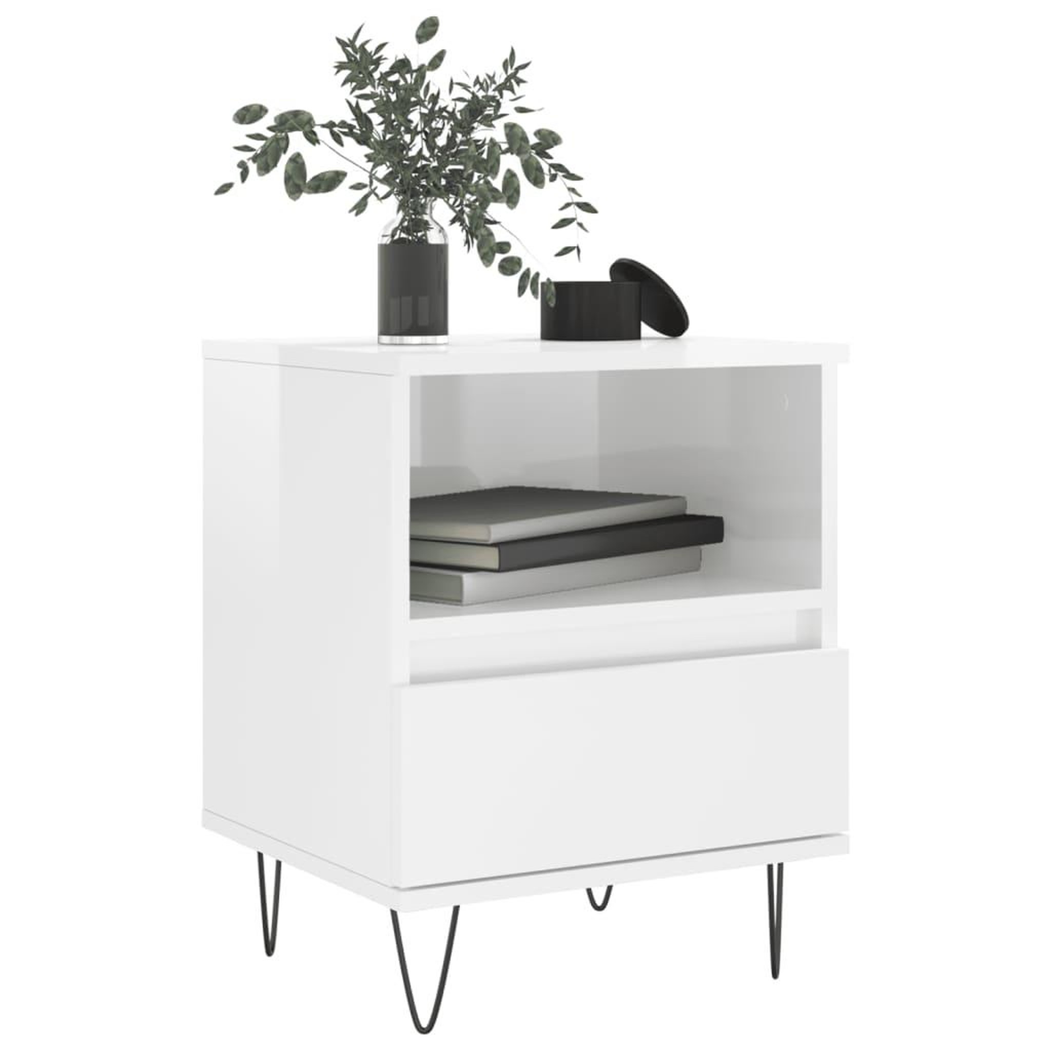 Voir la diapositive 3 : VIDAXL Table de chevet Blanc brillant 40x35x50 cm Bois d'ingenierie