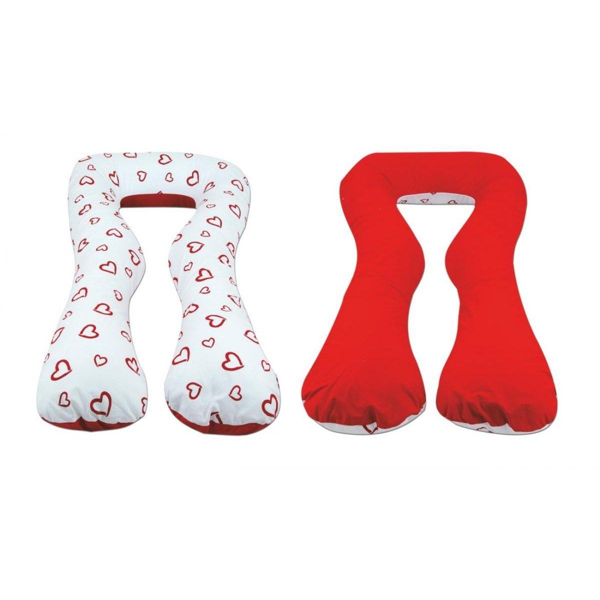 VELINDA coussin d'accouchement d'allaitement usages multiples coeurs rouges sur fond blanc - rouge