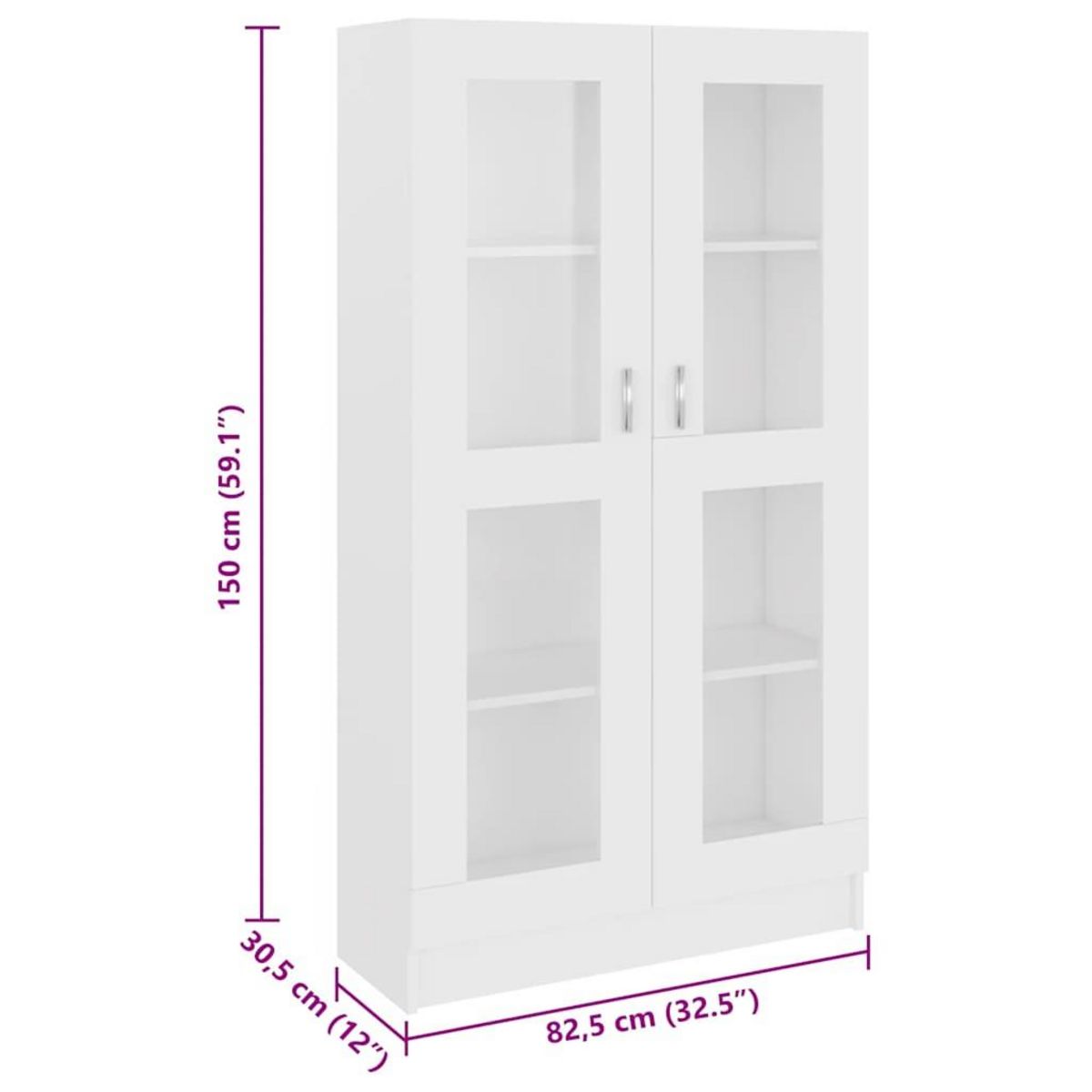 VIDAXL Armoire a vitrine Blanc 82,5x30,5x150 cm Bois d'ingenierie