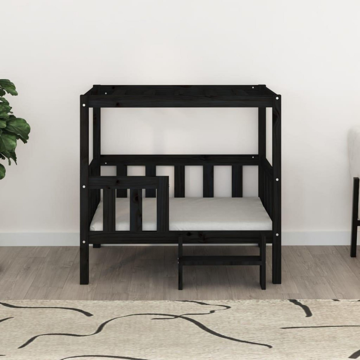 VIDAXL Lit pour chien Noir 95,5x73,5x90 cm Bois de pin solide