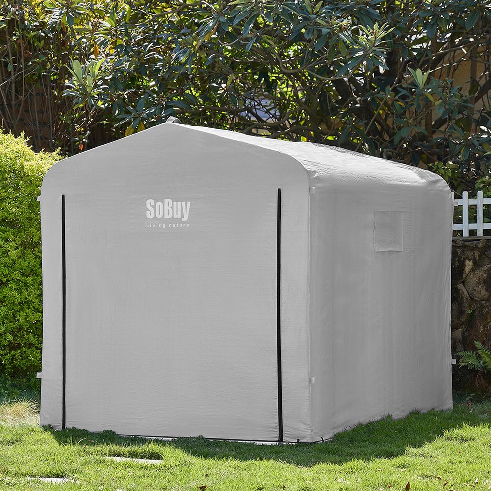 Voir la diapositive 2 : SOBUY Abri Vélo avec Porte Rouleau Gris 219x159x165cm KLS11-II-L