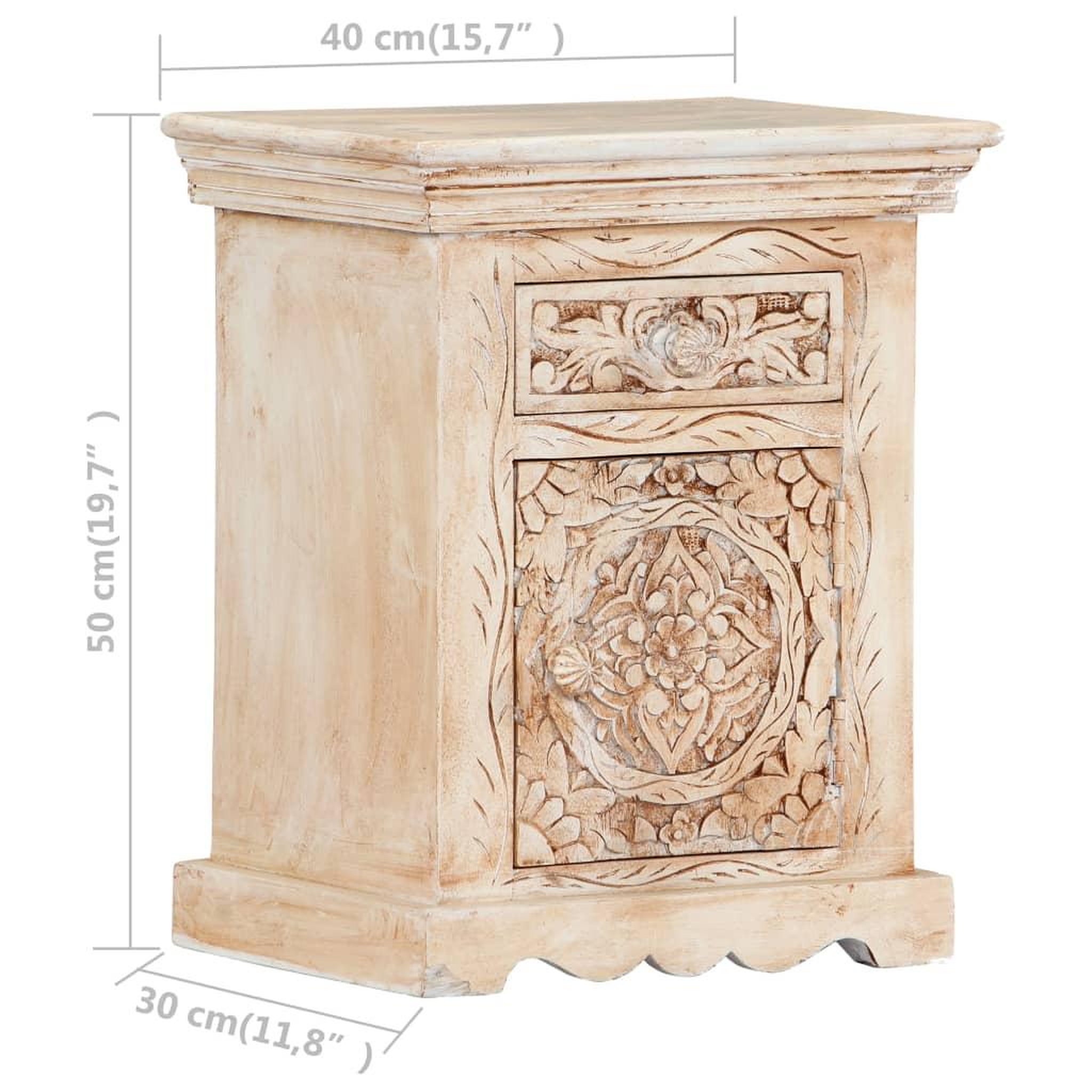 Voir la diapositive 6 : VIDAXL Table de chevet 40x30x50 cm Bois de manguier massif