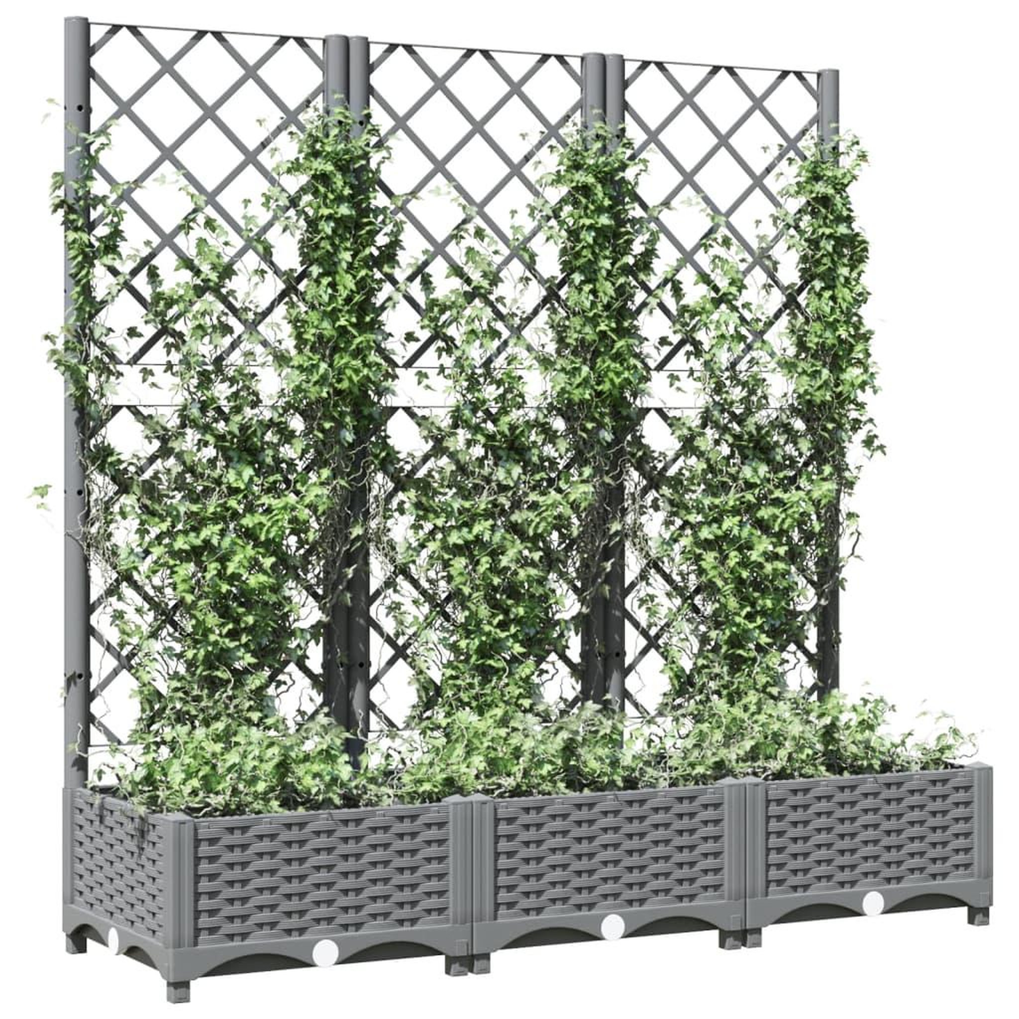 Voir la diapositive 3 : VIDAXL Jardiniere avec treillis Gris clair 120x40x121,5 cm PP