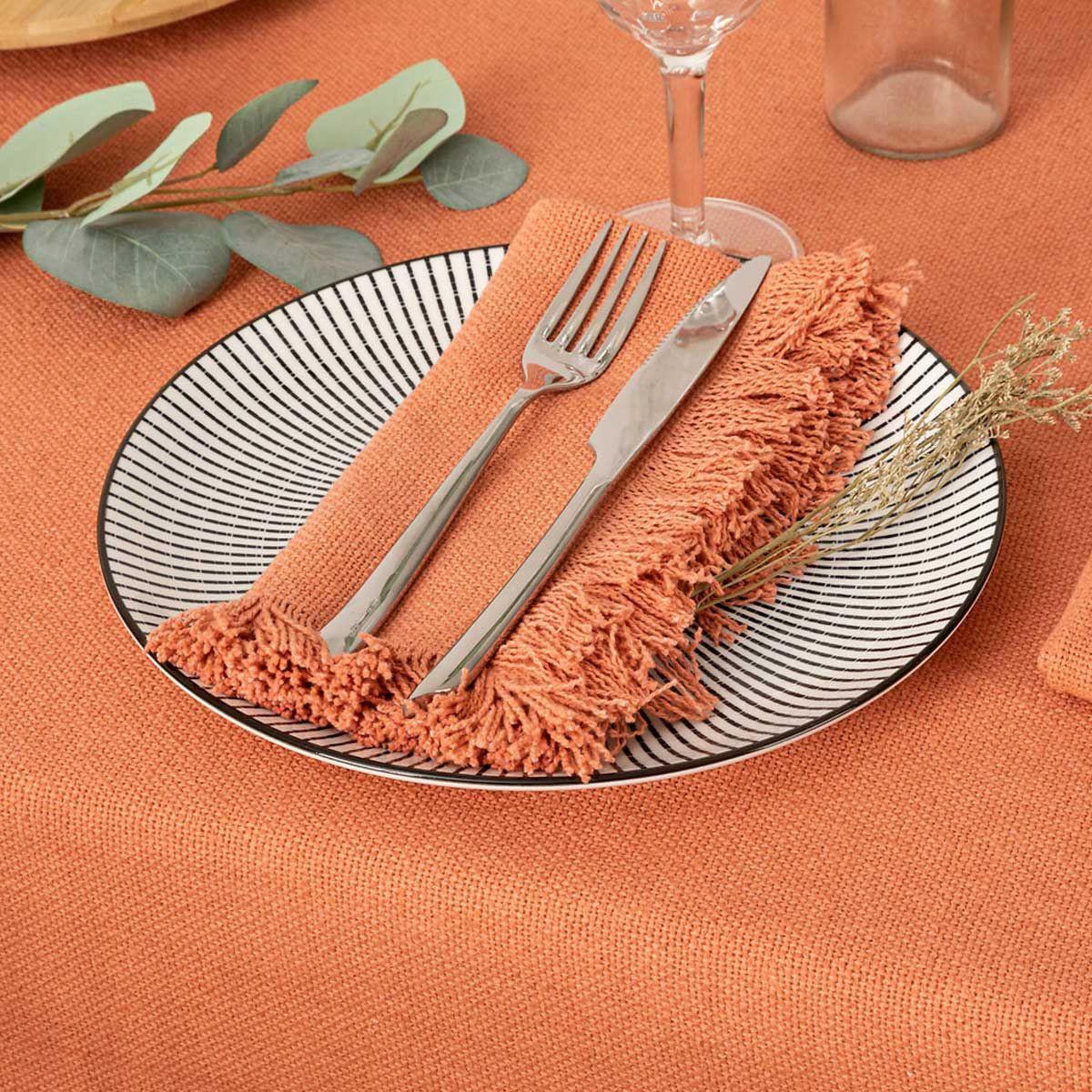 Voir la diapositive 2 : ATMOSPHERA Lot de 2 serviettes de table  maha  40x40cm terracotta
