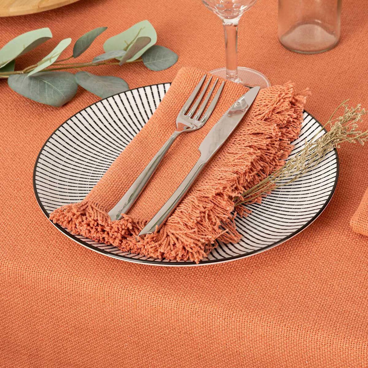 ATMOSPHERA Lot de 2 Serviettes de Table  Maha  40x40cm Terracotta