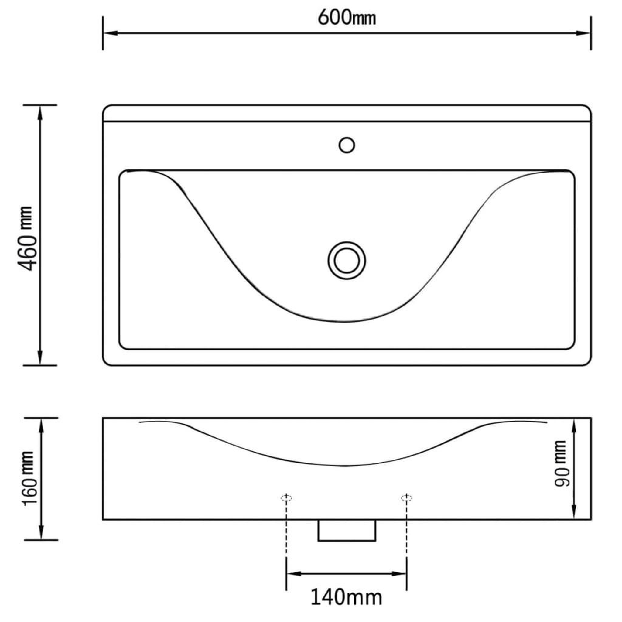 Voir la diapositive 6 : VIDAXL Vasque a poser en ceramique noir perçage pour la robinetterie 60x46cm