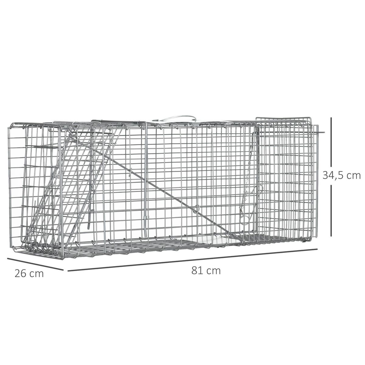 OUTSUNNY Piège de capture pliable pour petits animaux type lapin rat - 2 portes, poignée - dim. 81L x 26l x 34H cm - acier