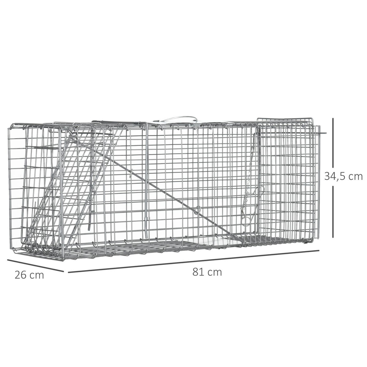 OUTSUNNY Piège de capture pliable pour petits animaux type lapin rat - 2 portes, poignée - dim. 81L x 26l x 34H cm - acier