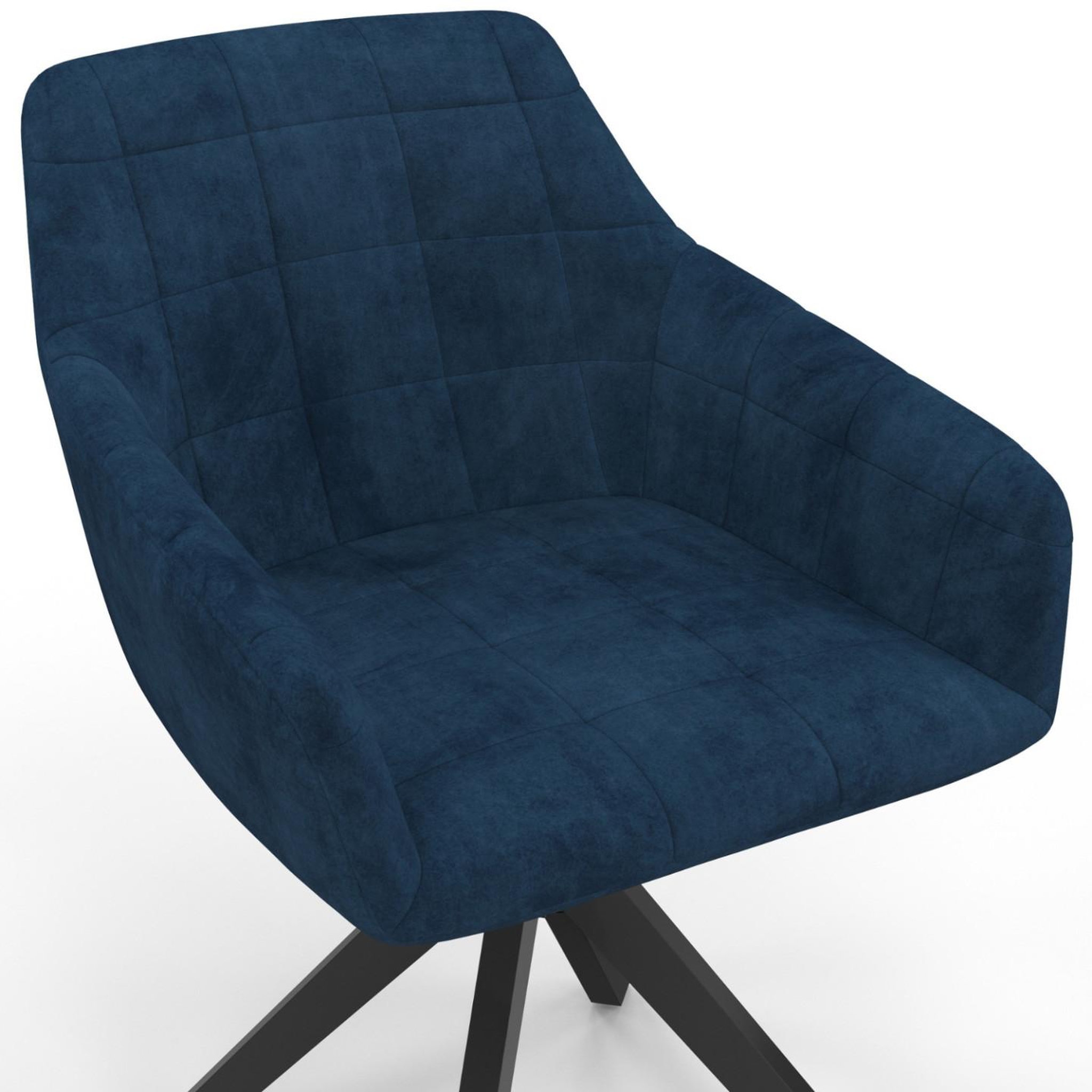Voir la diapositive 6 : ID MARKET Lot de 2 chaises pivotantes 360° de salle à manger, fauteuils de table mady en velours bleu