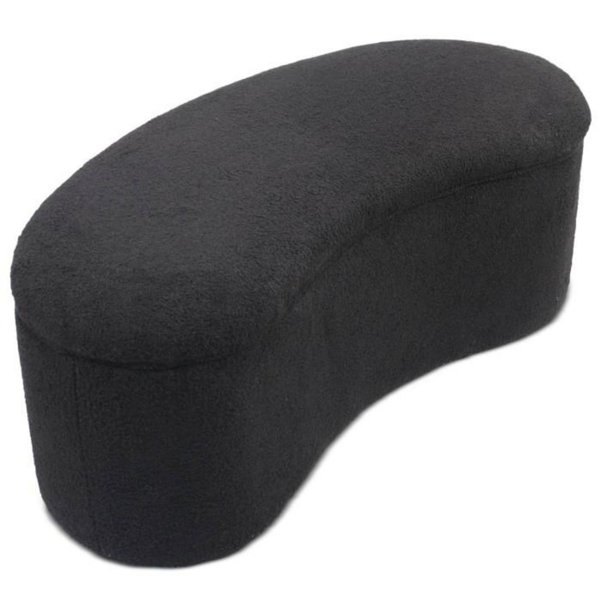 Paris Prix Banquette & Coffre Bouclette  Courbe  120cm Noir