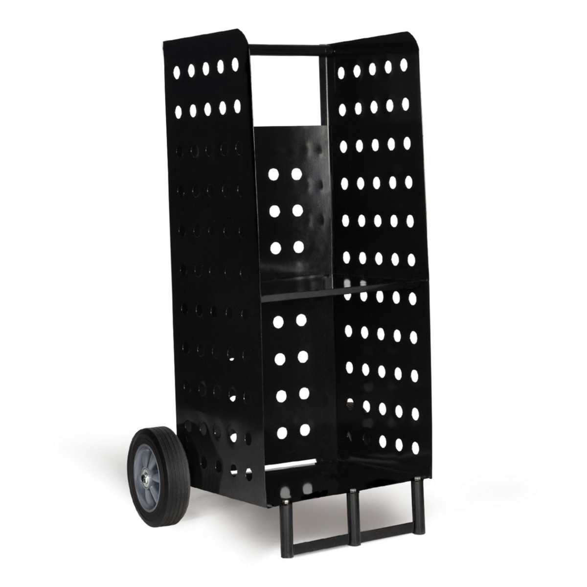 ID MARKET Chariot porte bûches acier noir 40 x 40 x 100,5 CM pour cheminée