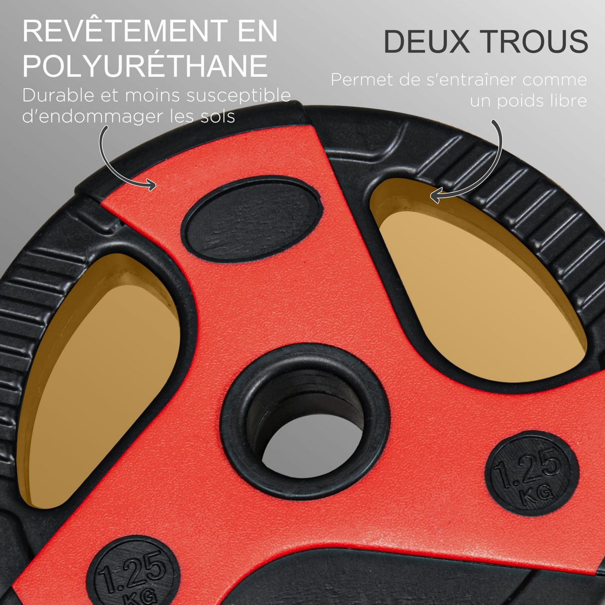 HOMCOM Kit pump 20 Kg - barre et poids de musculation 1,40 m 27 mm - sets de barre de musculation - noir rouge