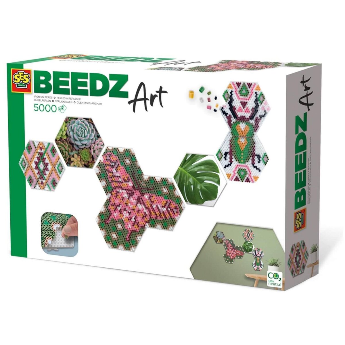 SES Creative Perles à repasser : Beedz Art - Hex tiles botanique