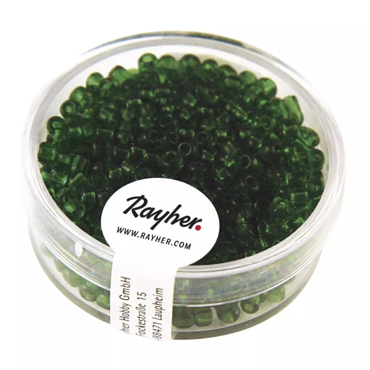Rayher Rocailles, 2,6 mm ø, transparentes, vert, boîte 17g