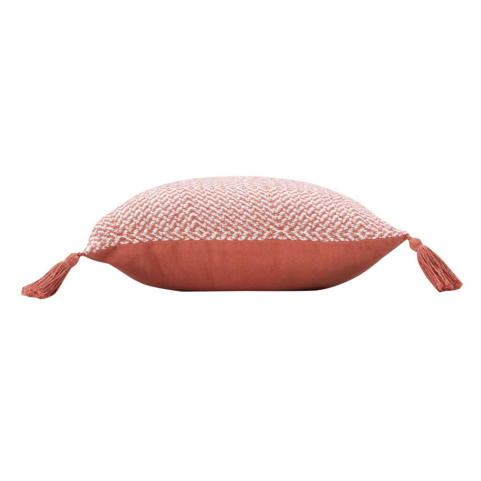 Voir la diapositive 3 : Douceur d'Intérieur Coussin tissé pompons  louisette  40x40cm terracotta