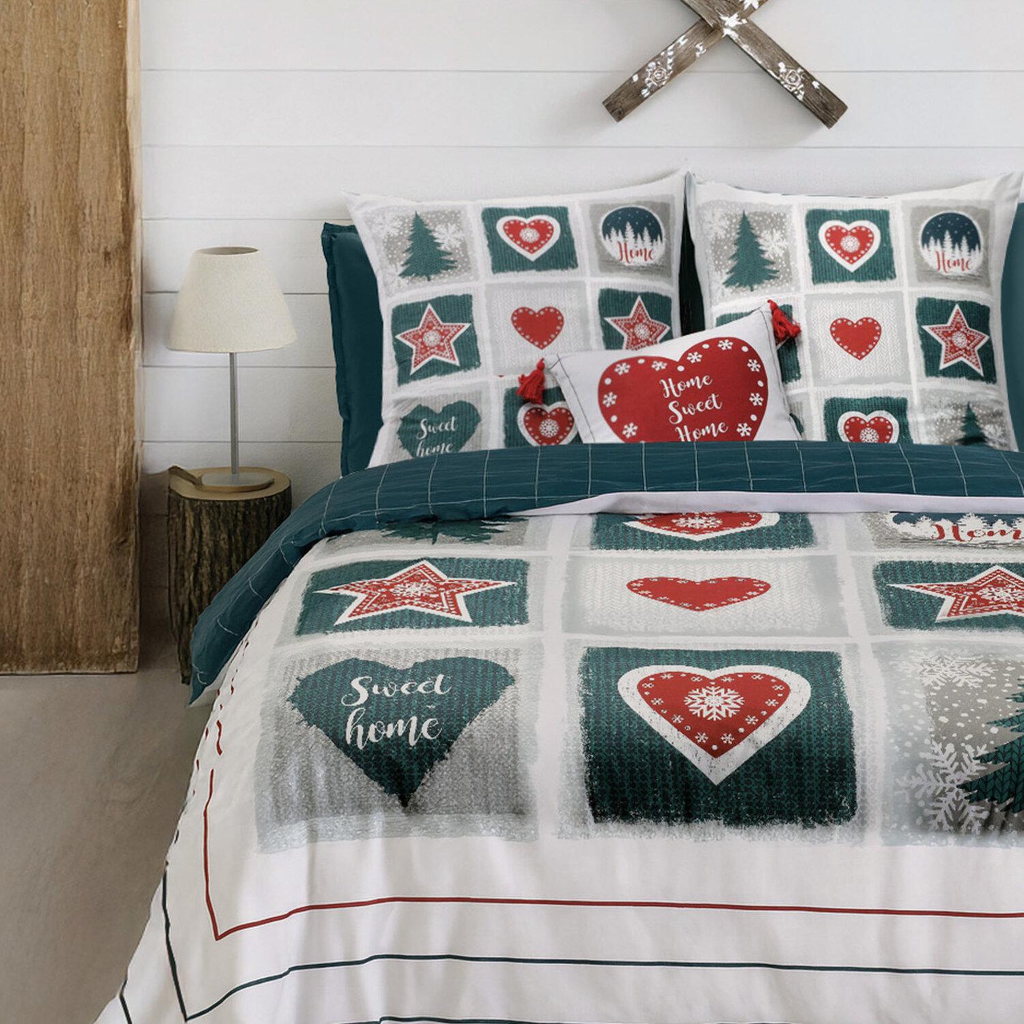 Voir la diapositive 2 : Les Ateliers du Linge Parure housse de couette 100%coton 3pcs home sweet home