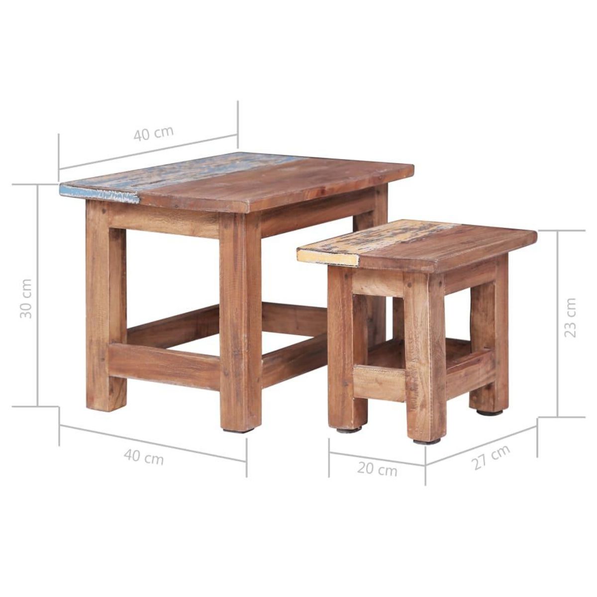 VIDAXL Tables gigognes 2 pcs bois d'acajou massif