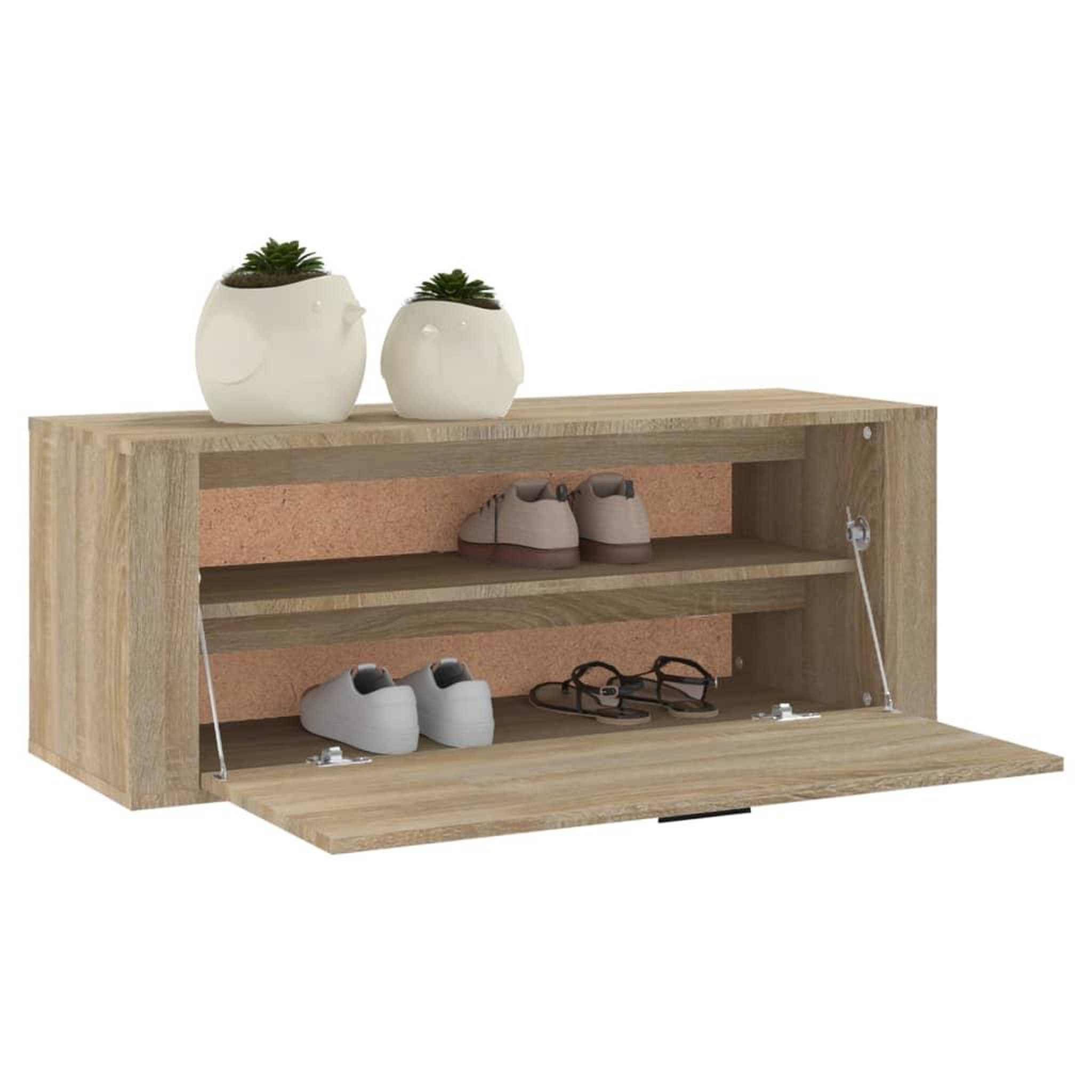 Voir la diapositive 4 : VIDAXL Armoire a chaussures murale Chene sonoma 100x35x38 cm