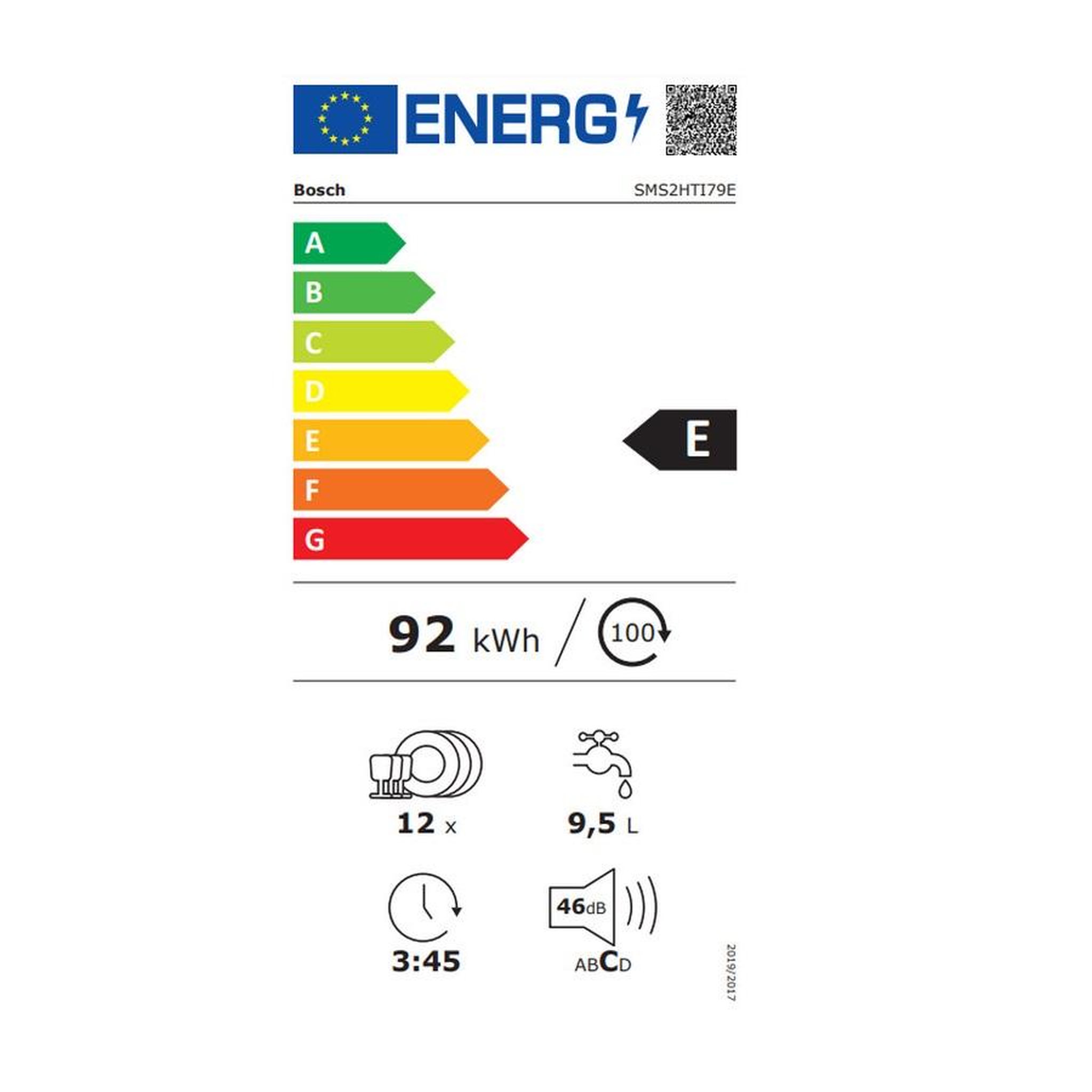 Voir la diapositive 2 : BOSCH Lave-vaisselle 60cm 12 couverts 46db - sms2hti79e