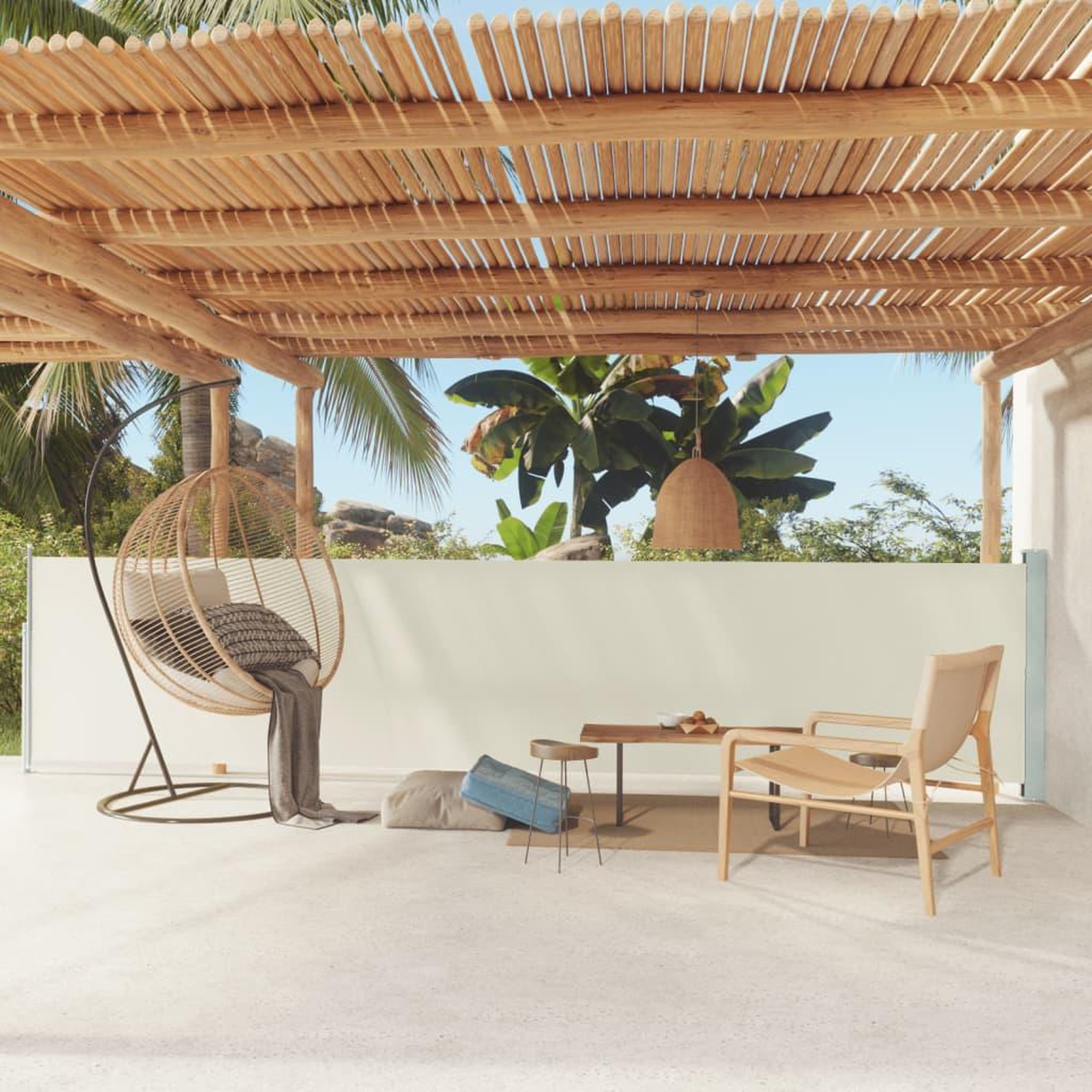 Voir la diapositive 1 : VIDAXL Auvent lateral retractable de patio 117x600 cm Creme