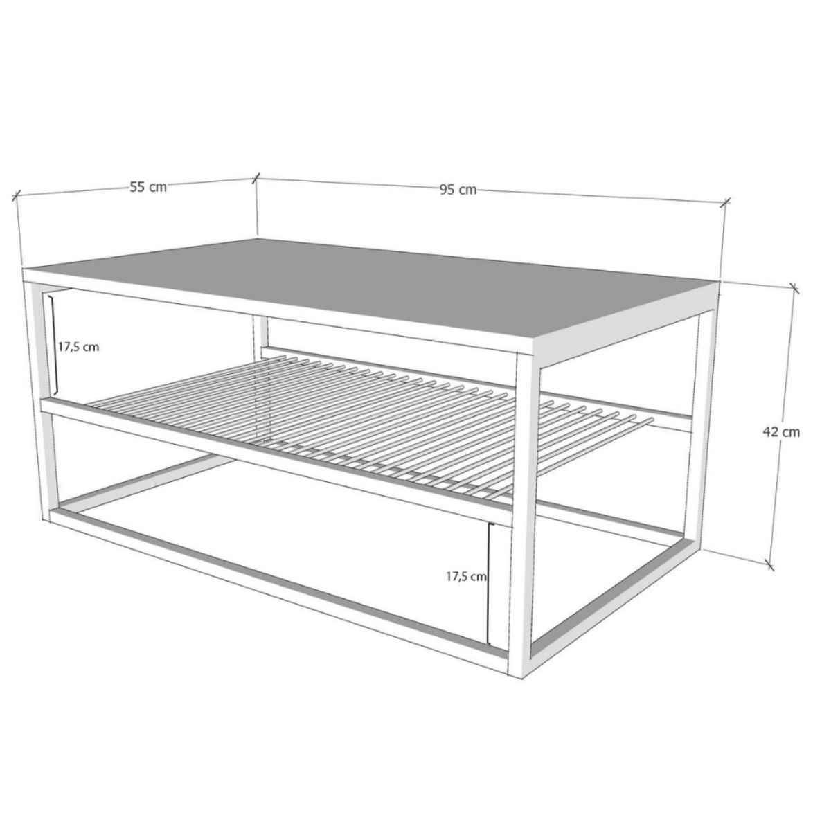 CONCEPT USINE Table basse industrielle avec étagère FACTORY
