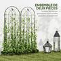 Voir la diapositive 5 : OUTSUNNY Treillis de jardin effet fer forgé oiseau - 2 supports plantes grimpantes - 50 x 150 cm - métal époxy noir