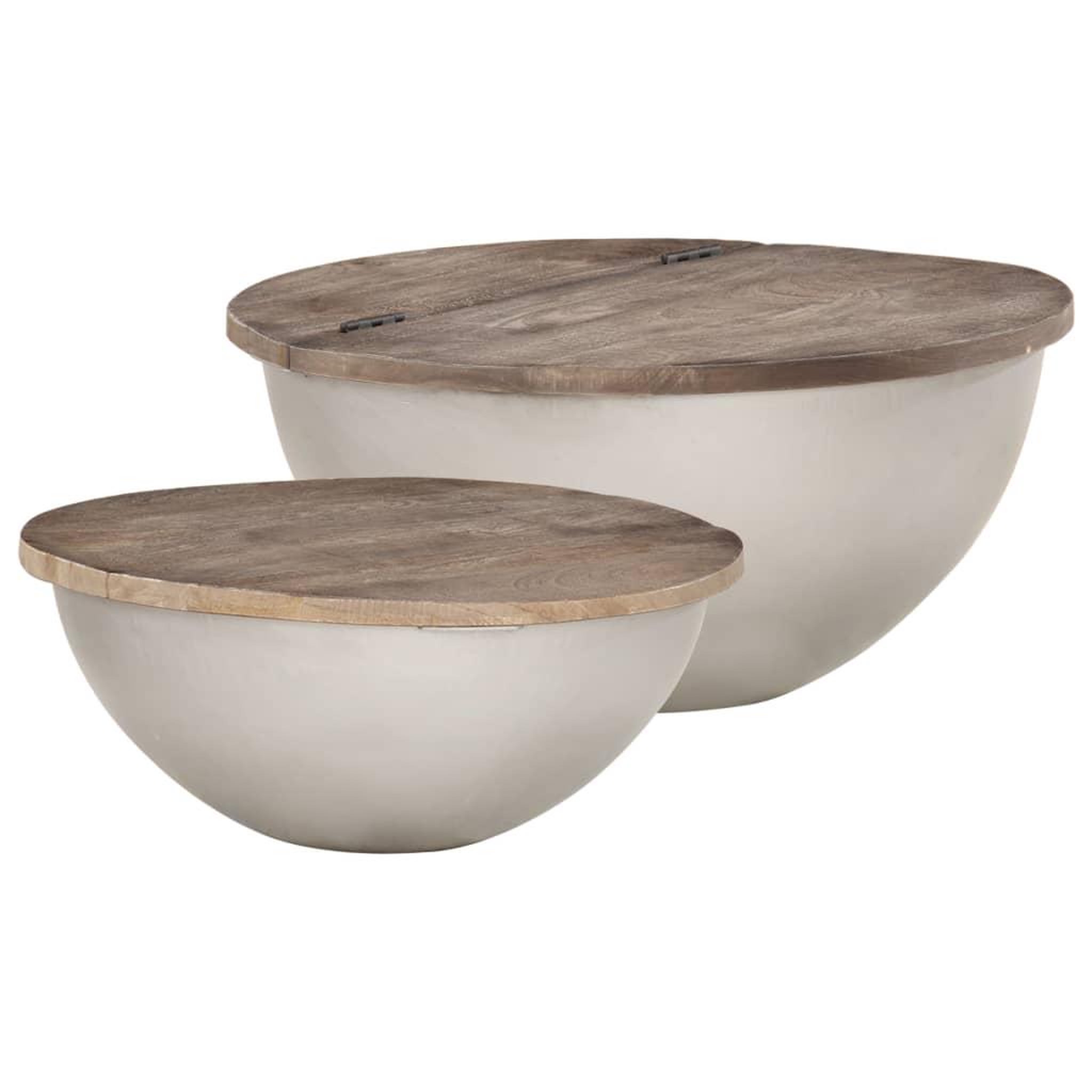 Voir la diapositive 1 : VIDAXL Ensemble de 2 tables basses Forme de bol Bois manguier massif