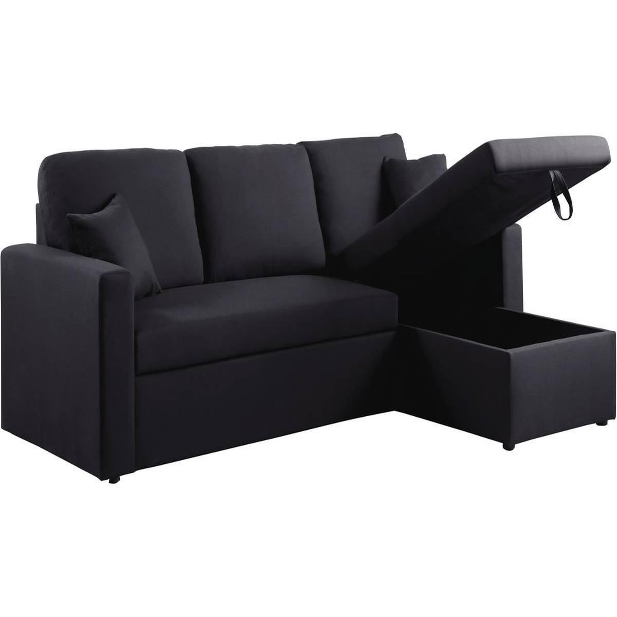 Habitat et Jardin Canapé d'angle convertible/ réversible  alain  - 221 x 145 x 85 cm - 3 places - noir