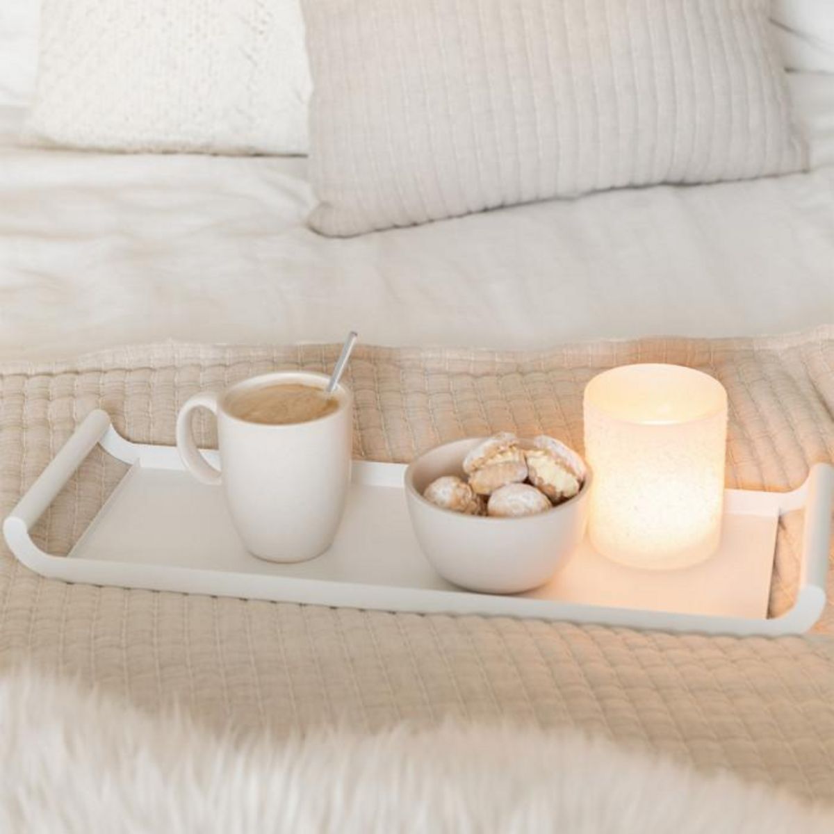 Paris Prix Lot de 2 Plateaux en Métal  Weldon  50cm Blanc