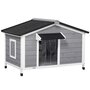 Voir la diapositive 1 : PAWHUT Niche chien style cottage - 2 fenêtres, porte, toit ouvrant bitumé - bois sapin gris