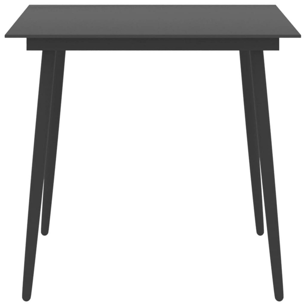 VIDAXL Table a dîner de jardin Noir 80x80x74 cm Acier et verre