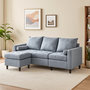 Voir la diapositive 5 : CONCEPT USINE Canapé 3 places en tissu avec pouf gris clair COVENTRY