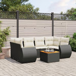 VIDAXL Salon de jardin 7 pcs avec coussins noir resine tressee