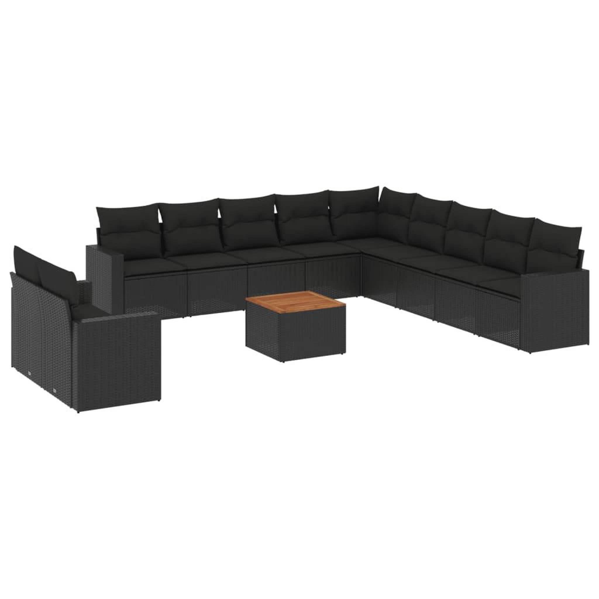 Voir la diapositive 2 : VIDAXL Salon de jardin 12 pcs avec coussins noir resine tressee