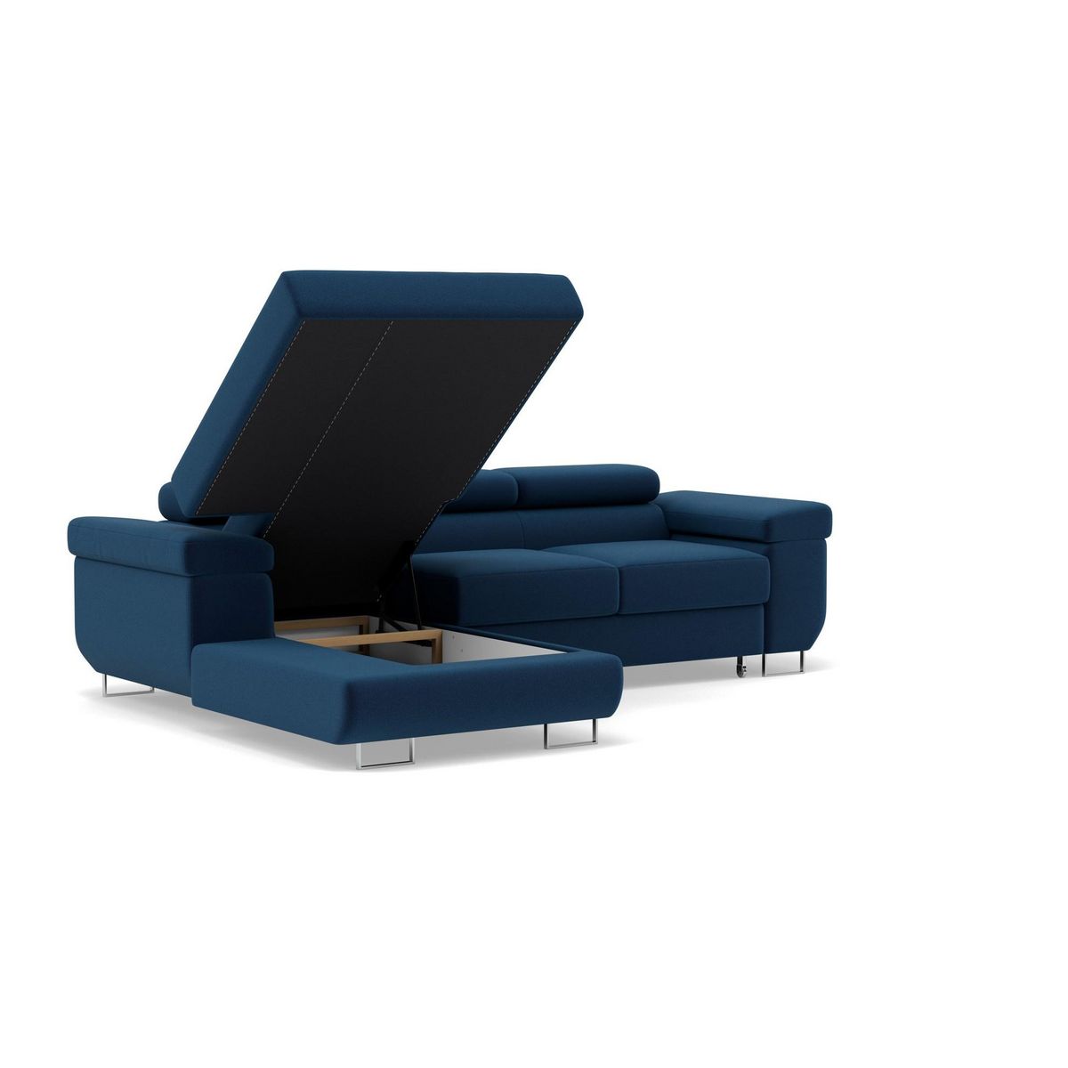 BEST MOBILIER Pablo - canapé d'angle gauche - 6 places - convertible avec coffre et têtières réglables - en velours