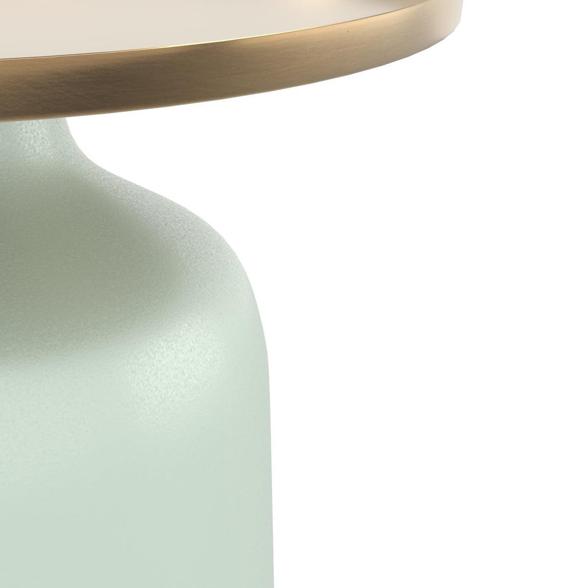 Voir la diapositive 3 : MAISON PAVANE Table d'appoint ronde en métal vert d'eau et laiton d44,5 cm-lyne