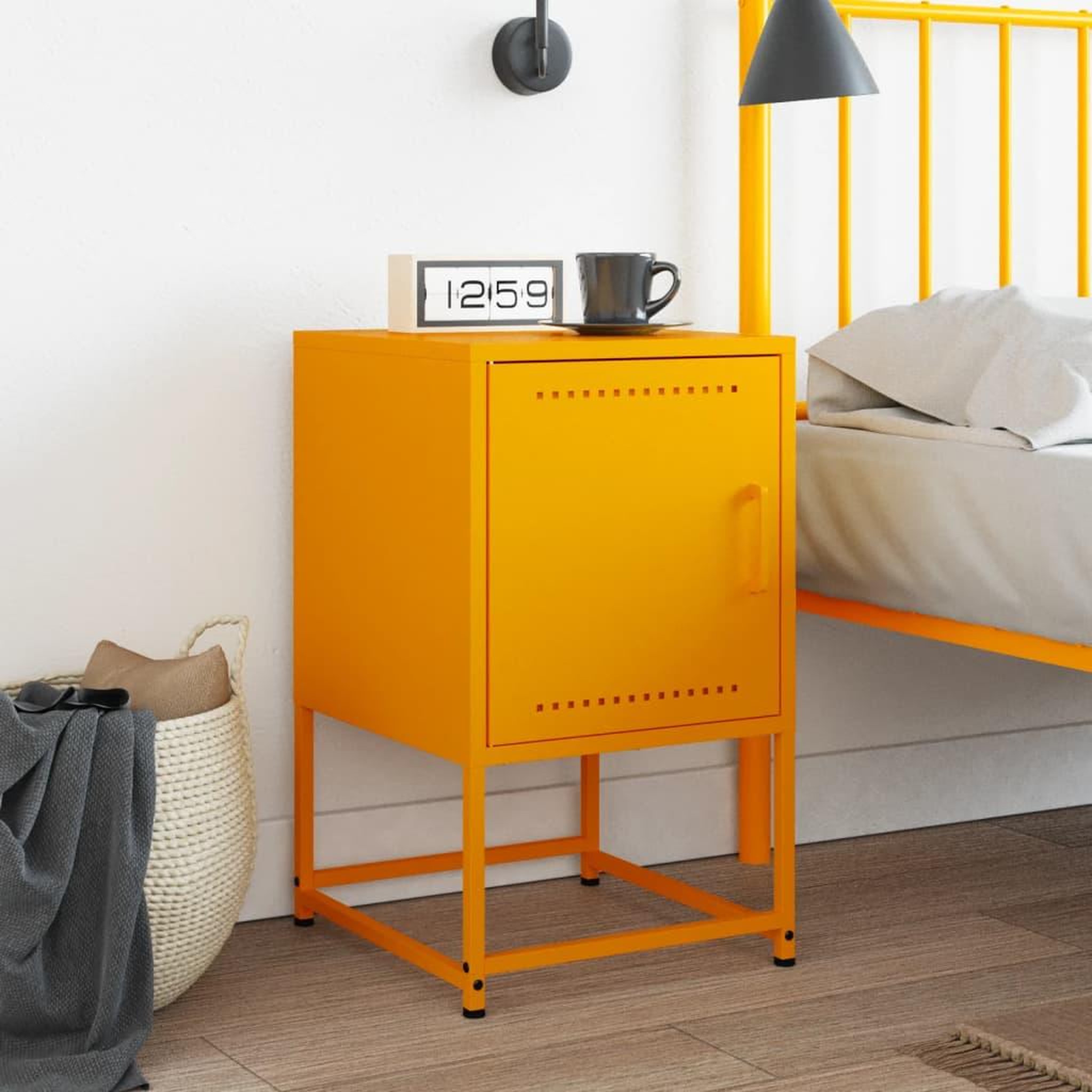 Voir la diapositive 3 : VIDAXL Table de chevet jaune moutarde 36x39x60,5 cm acier