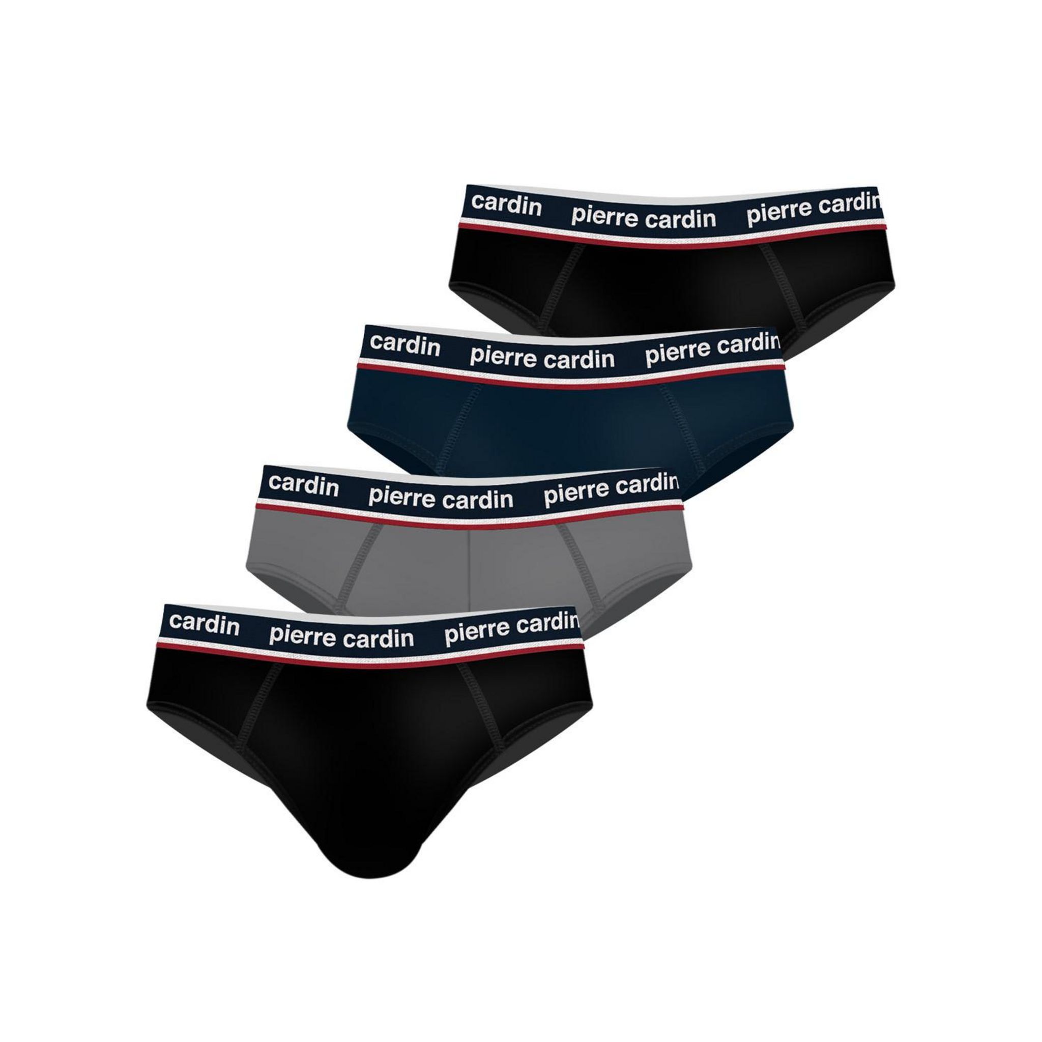 PIERRE CARDIN Lot de 4 slips homme en coton Uni French. Coloris disponibles : Noir