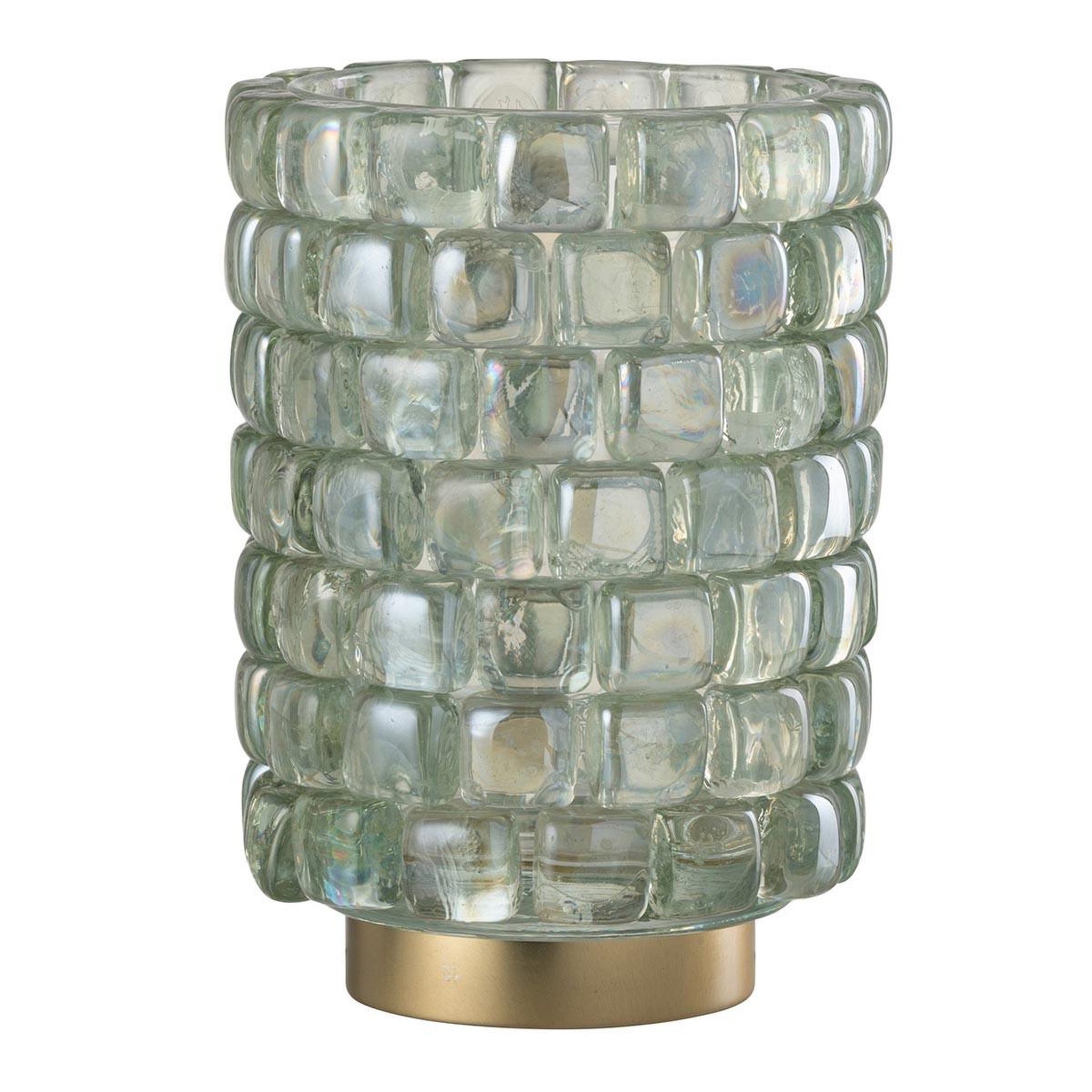 J-LINE Photophore Mosaïque en Verre  Harlan  20cm Transparent
