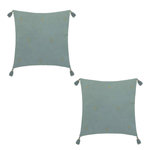 ATMOSPHERA Lot de 2 coussins de chaise brodés rectangulaires Starke - 40 x 40 cm - Céladon