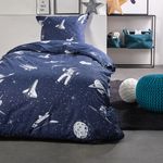 TODAY Parure housse de couette enfant en Coton 57 Fils motif Galaxy SACHA. Coloris disponibles : Bleu