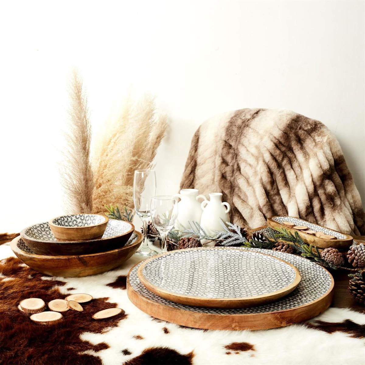 Paris Prix Coupelle en Bois Design  Géométrique  13cm Naturel