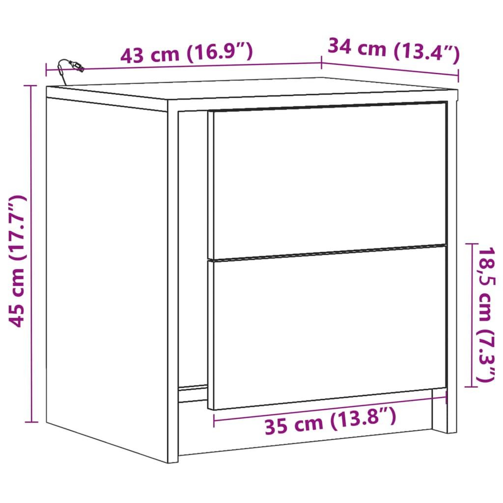 Voir la diapositive 6 : VIDAXL Armoires de chevet et lumieres LED 2pcs blanc bois d'ingenierie