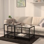 VIDAXL Tables a the 2 pcs Verre trempe Noir