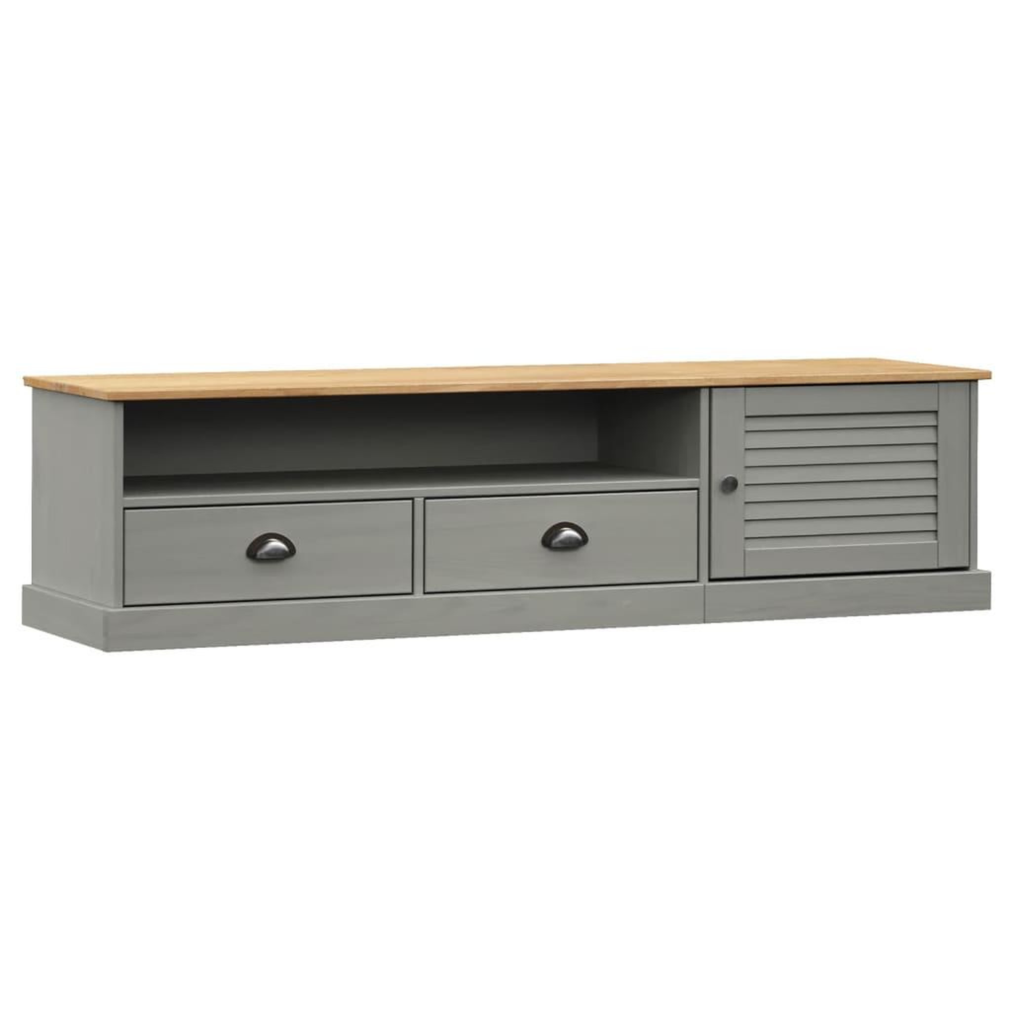 Voir la diapositive 2 : VIDAXL Meuble TV VIGO gris 156x40x40 cm bois massif de pin