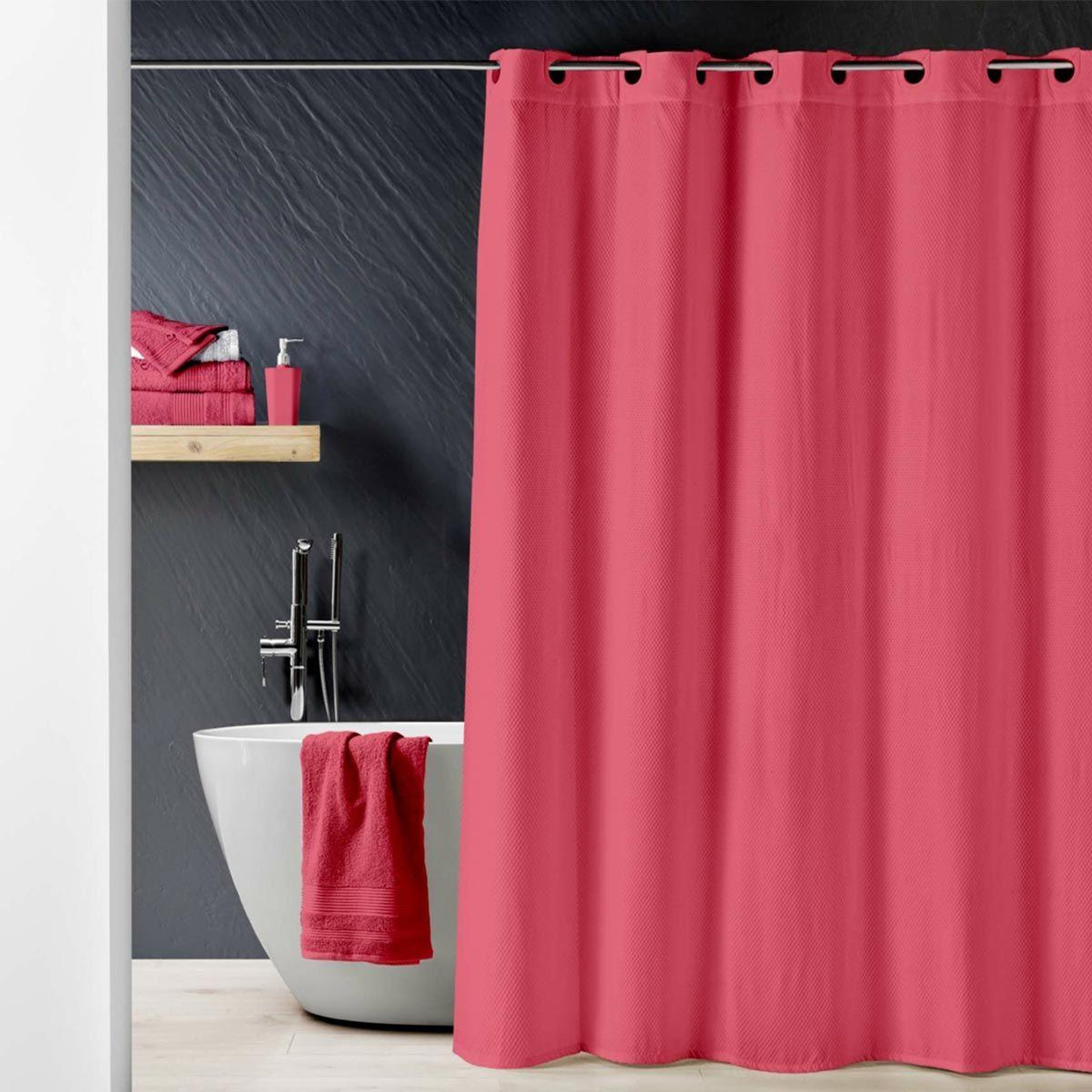 Douceur d'Intérieur Rideau de douche  dotty  180x200cm framboise