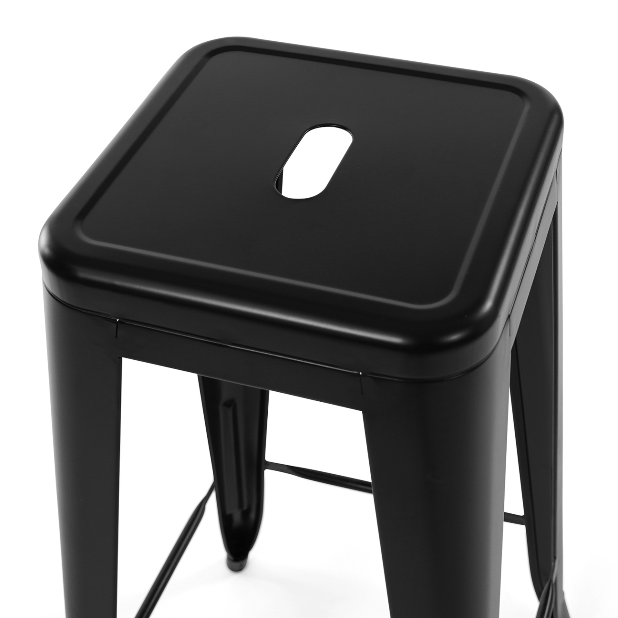 Voir la diapositive 6 : ID MARKET Lot de 4 tabourets de bar leny métal noir mat empilable aspect brut factory