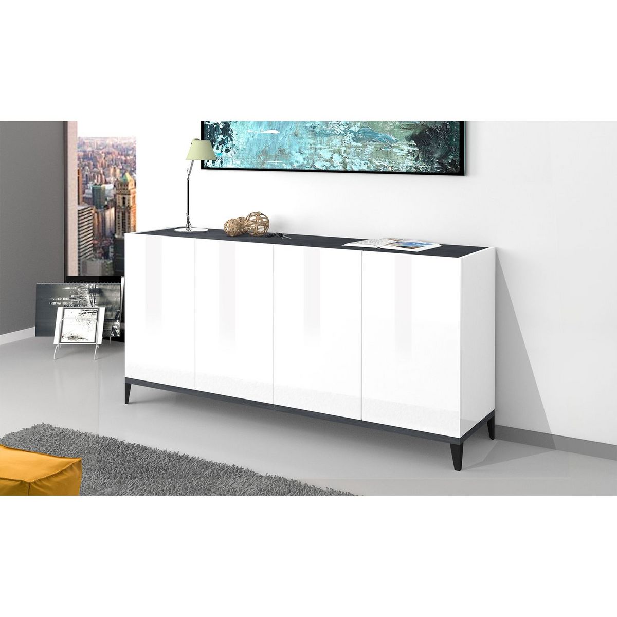 Buffet moderne 4 portes L160cm BARI