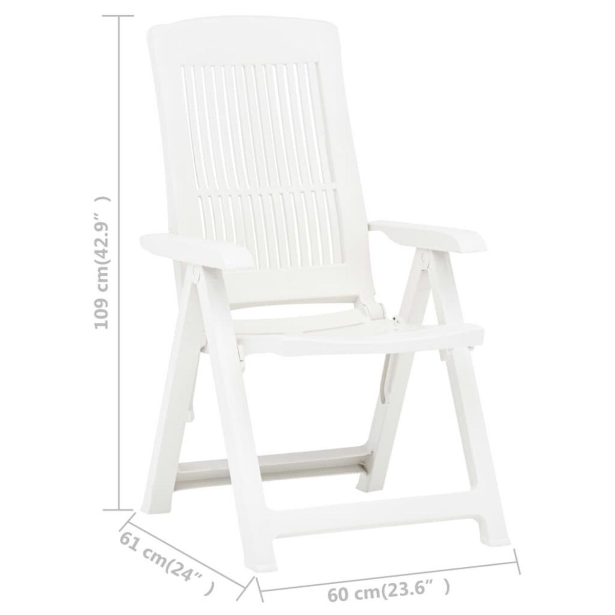 VIDAXL Chaises inclinables de jardin lot de 2 Plastique Blanc